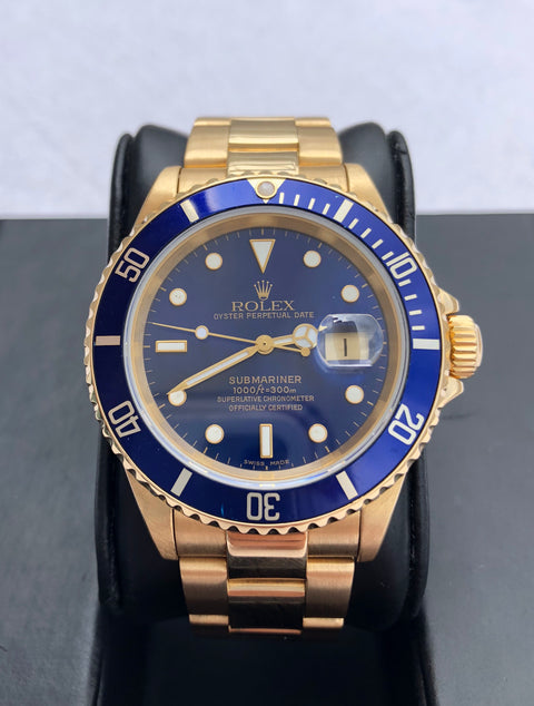 Rolex Submariner 16618 - 18K Yellow Gold - X Serial - 1991